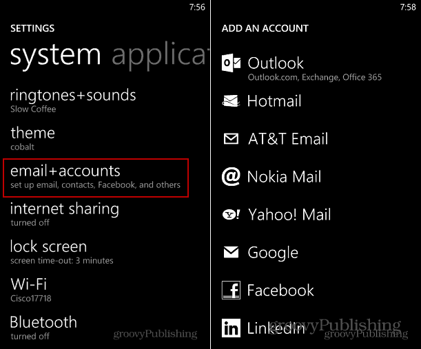 Pridajte účet Windows Phone 8