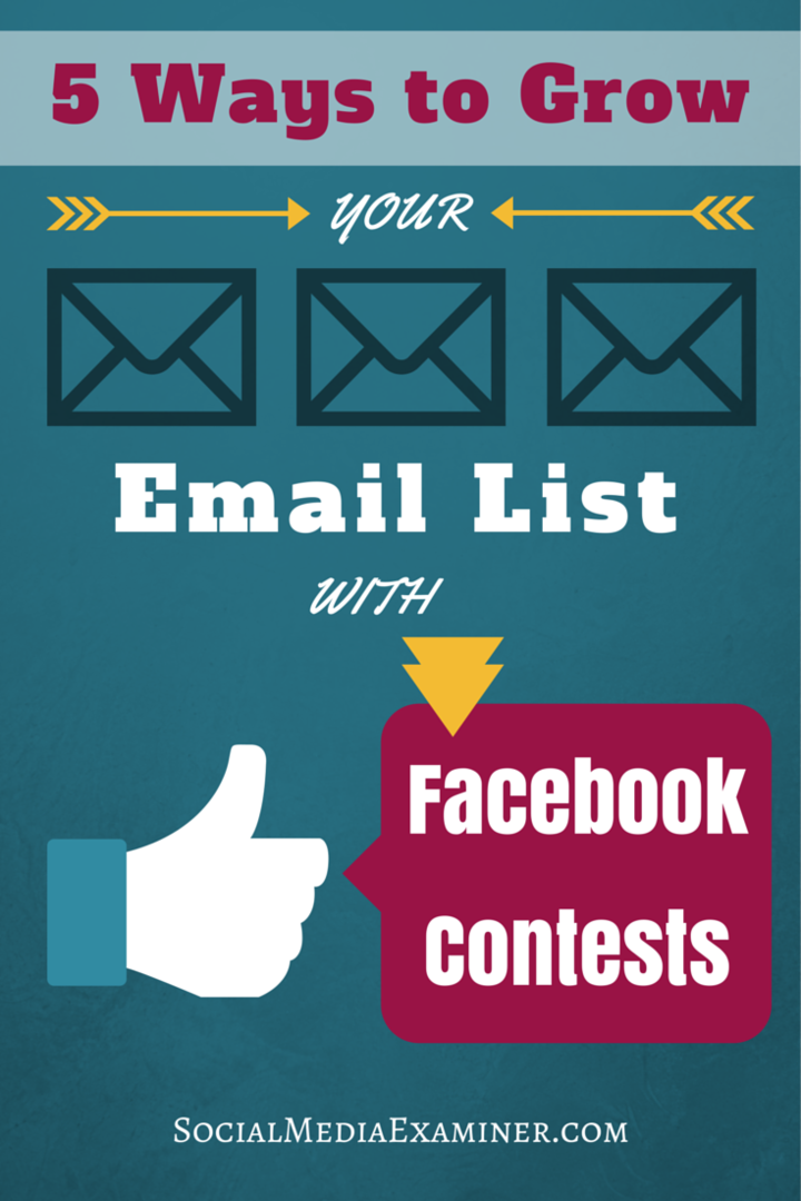 rozširujte svoj e-mailový zoznam o facebookové súťaže