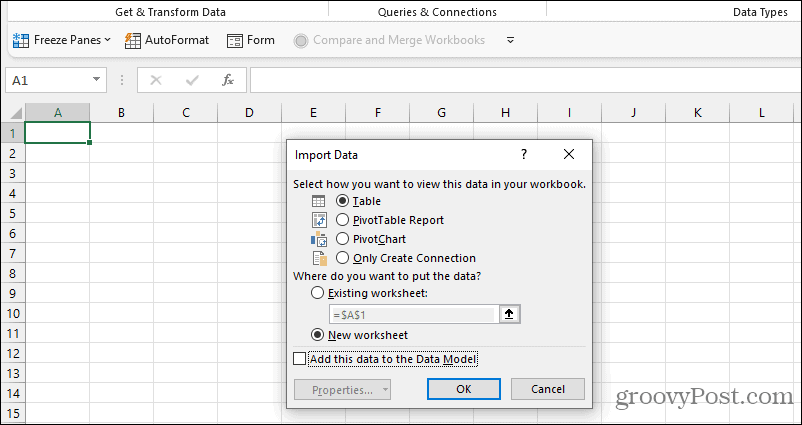 možnosti importu údajov programu Excel