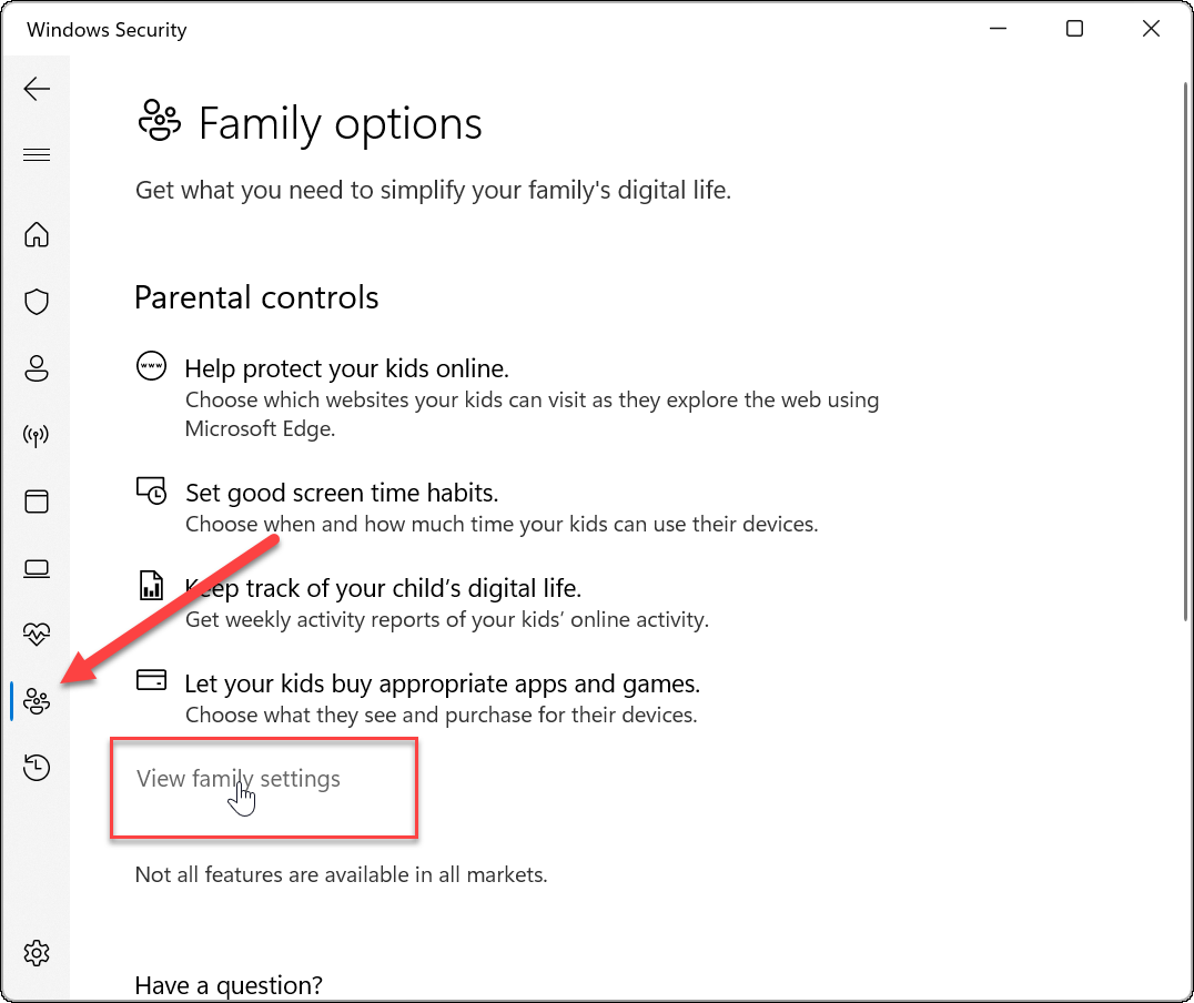 Možnosti rodiny zabezpečenia systému Windows