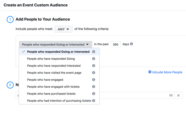 Ako propagovať svoje živé podujatie na Facebooku, krok 11, vytvorte vlastné publikum ľudí, ktorí odpovedali na vašu udalosť alebo sa o ňu zaujímali