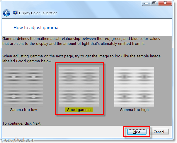 pokúste sa zhodovať s obrázkom gama pre Windows 7