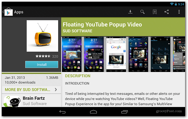 FLoating YouTube vyskakovacie video