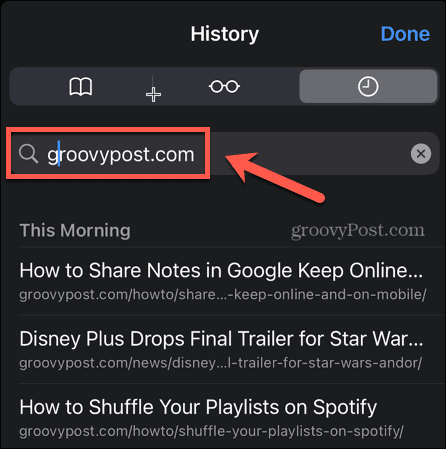 história vyhľadávania safari iphone