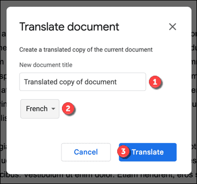 Možnosti prekladu v Dokumentoch Google