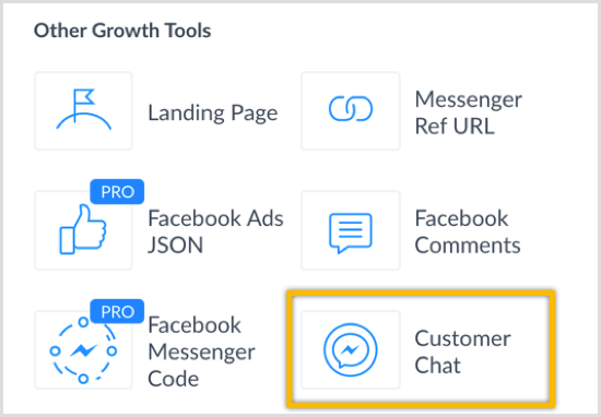 Growth nástroj ManyChat Customer Chat