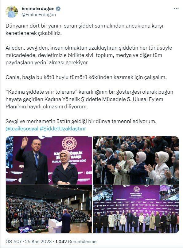 Prvá dáma Erdoğan sa podelila o deň násilia páchaného na ženách