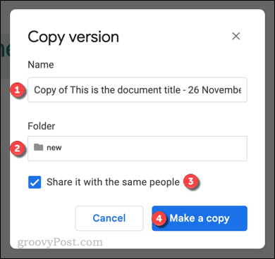 Kopírovanie verzie súboru Dokumentov Google