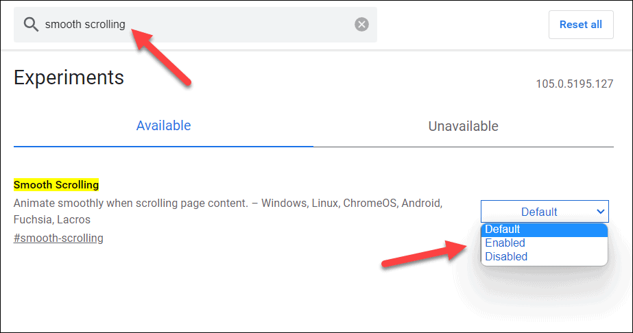 Povolenie alebo zakázanie plynulého posúvania prehliadača Chrome na počítači