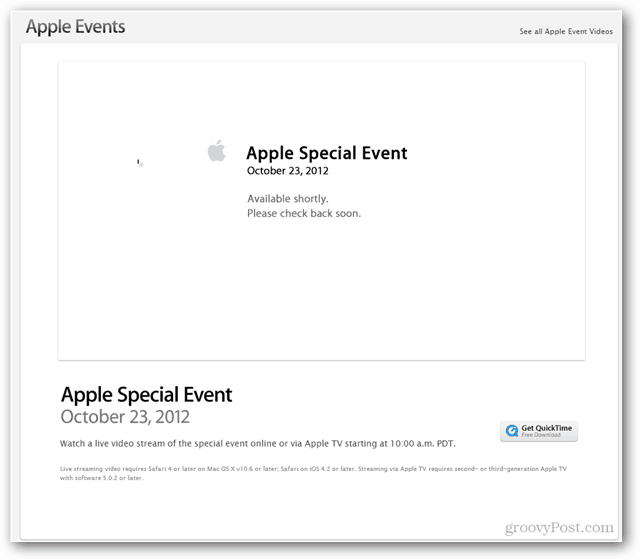 Apple Streamovanie špeciálnej udalosti na Apple.com, dnes