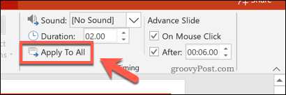 Použitie časovania snímok na všetky snímky v programe PowerPoint