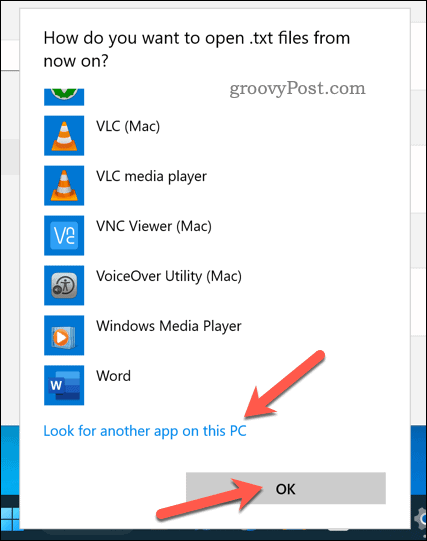 Výber aplikácie na otvorenie typu súboru v systéme Windows 11