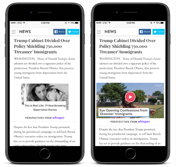 S novým widgetom Perspektívy spoločnosti Whisper môže každý vydavateľ pridať do článku, aby svojim čitateľom poskytol kontextovo relevantné perspektívy miliónov používateľov Whisperu.