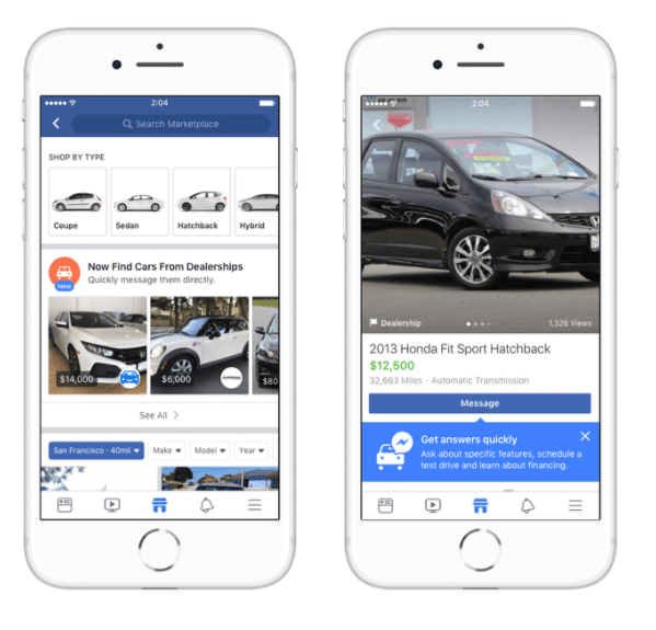 Facebook Marketplace spolupracuje s lídrami v automobilovom priemysle Edmundsom, Cars.com, Auction123 a ďalšími, aby uľahčili nakupovanie automobilov nakupujúcim v USA.
