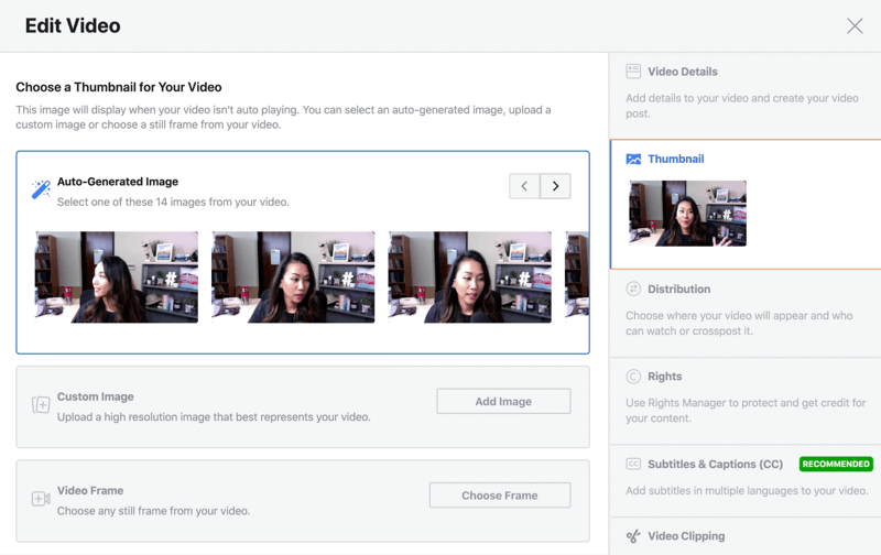 možnosť úpravy videa naživo na facebooku výberom automaticky generovaného obrázka miniatúry
