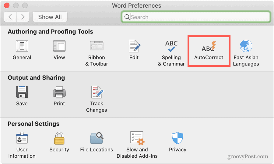 Automatické predvoľby slov v systéme Mac