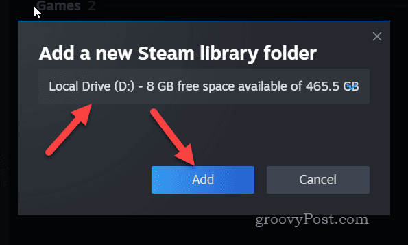 Pridajte novú jednotku knižnice Steam