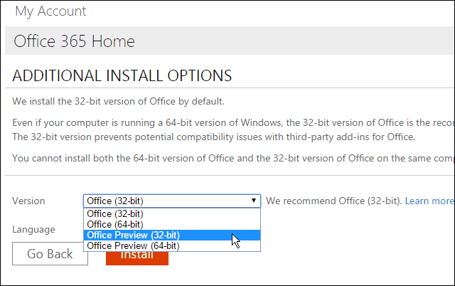 Nainštalujte ukážku balíka Office 2016