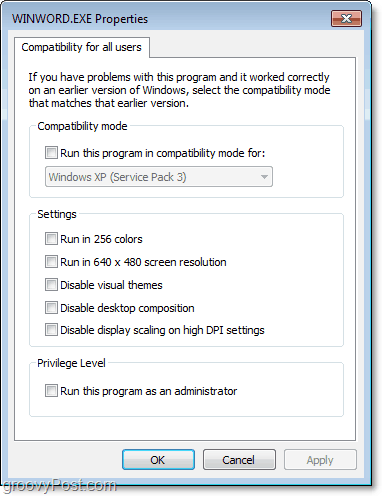 ako upraviť nastavenia kompatibility pre všetkých používateľov systému Windows 7