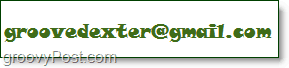 E-mailová adresa používateľa groovedexter, ktorá sa zobrazuje ako obrázok, napríklad na účely
