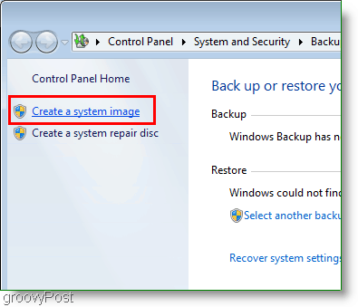 Windows 7: Vytvorte odkaz na obraz systému