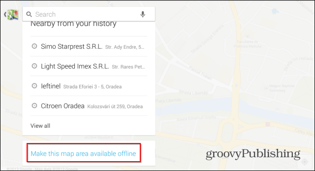 Adresa na odstránenie Google Maps Android