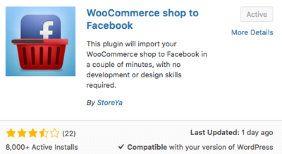 Vyberte a aktivujte doplnok WooCommerce Shop to Facebook.