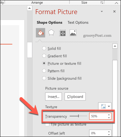 Upravená úroveň priehľadnosti pre tvar aplikácie PowerPoint