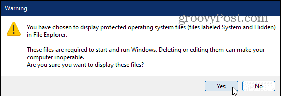 overte súbory operačného systému chránené pred zobrazením