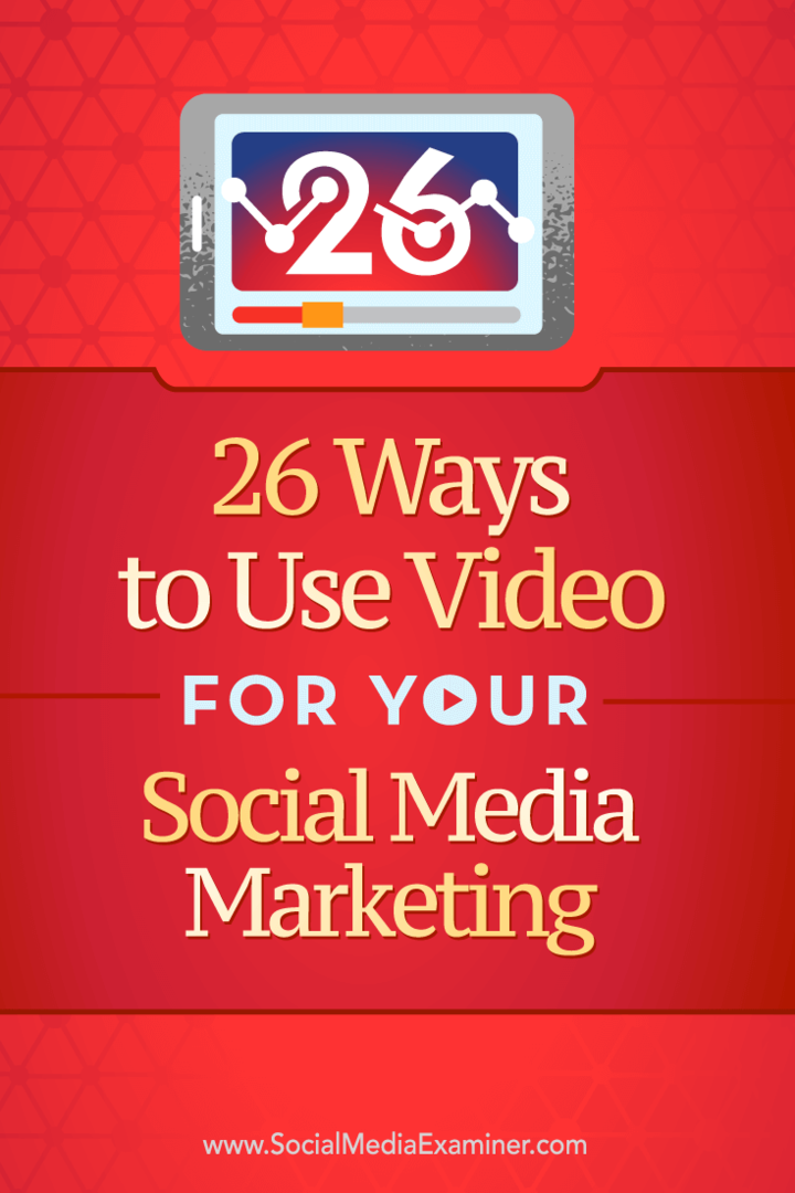 Tipy na 26 spôsobov, ako môžete použiť video vo svojom sociálnom marketingu.