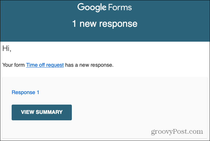 E-mailové upozornenia na odpovede formulárov Google
