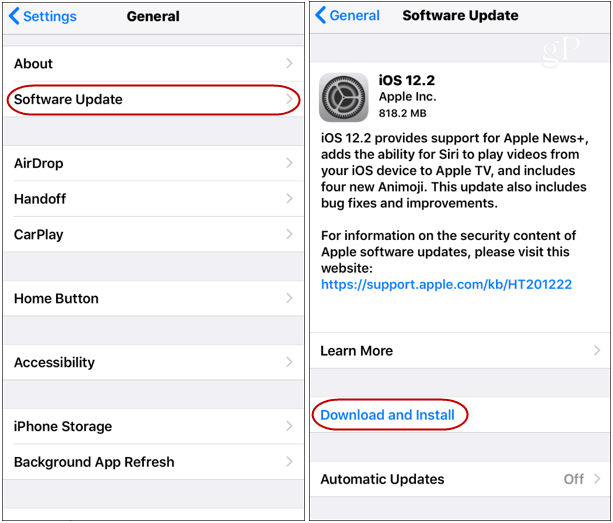 Aktualizácia systému iOS 12.2