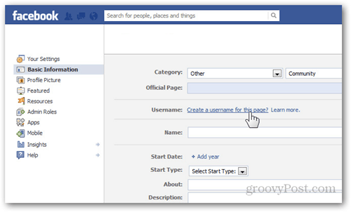 Nastavenia facebookovej stránky základné informácie užívateľské meno vytvorí užívateľské meno pre túto stránku