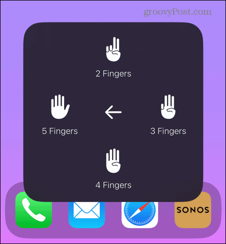 pomocný dotyk vyberte počet prstov