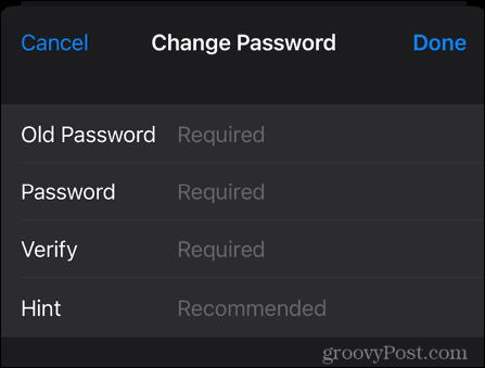 iphone zmeniť heslo poznámky