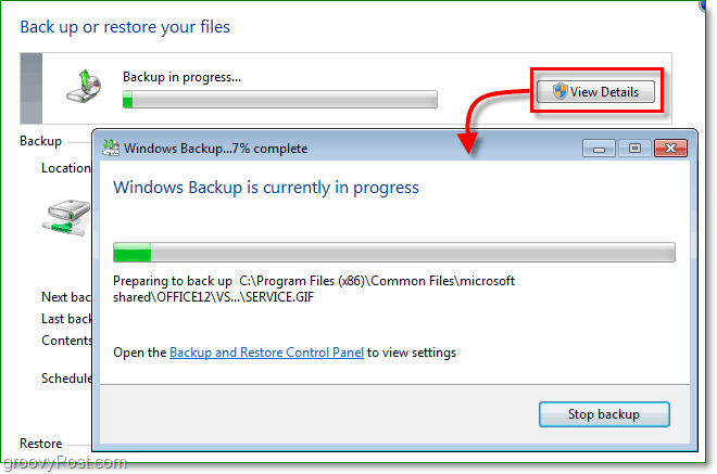 Zálohovanie systému Windows 7 - záloha môže chvíľu trvať