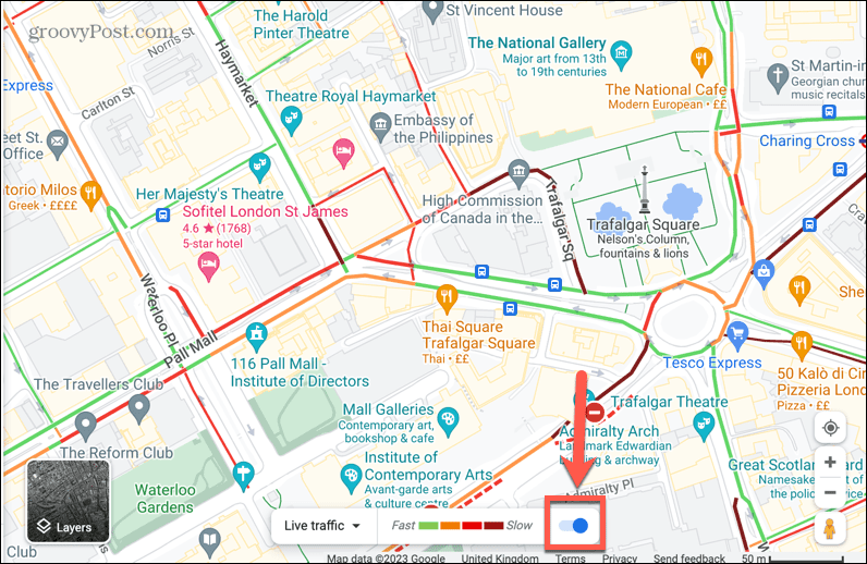 prepínanie živej premávky na mapách Google