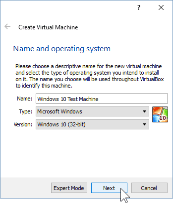 02 Pomenujte nový virtuálny počítač (Inštalácia systému Windows 10)
