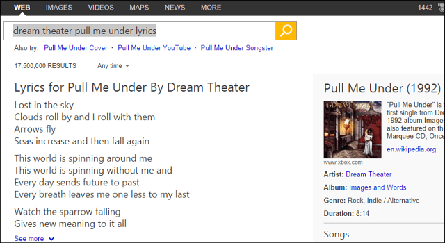 Google Copies Bing, do výsledkov vyhľadávania pridá text piesne
