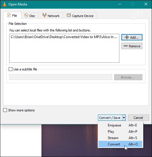  VLC Vyberte File Convert