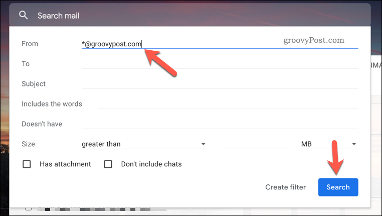Vytvára sa nové pravidlo filtrovania v Gmaile