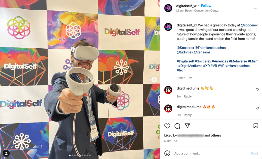 obrázok príspevku na Instagrame DigitalSelf s fotografiou súpravy VR
