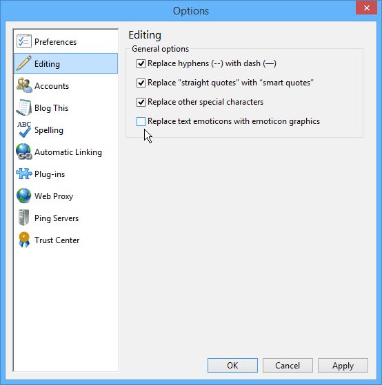 Windows Live Writer Editovanie