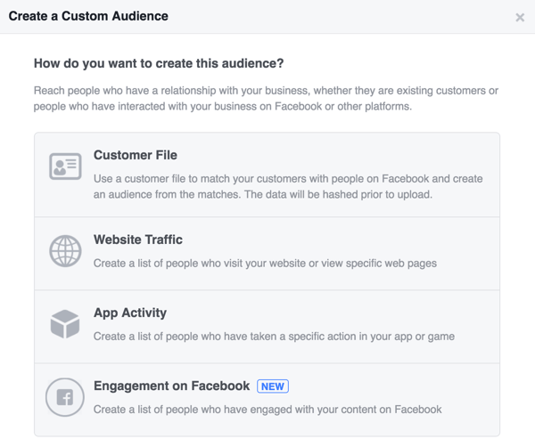 Vyberte, ako chcete vytvoriť svoje vlastné publikum na Facebooku.