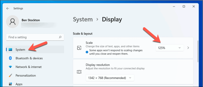 Zmeňte mierku v systéme Windows 11