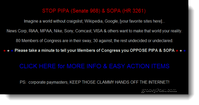 Google, Wikipedia dnes medzi weby „ztmavne“, aby protestoval proti navrhovaným návrhom zákonov proti pirátstvu v Kongrese