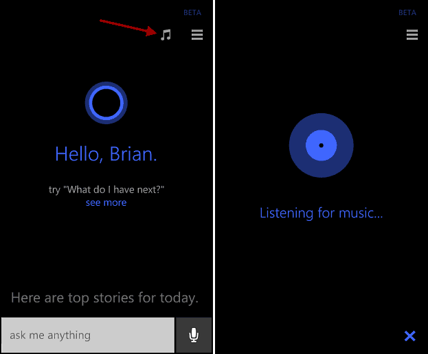 Na identifikáciu skladieb použite aplikáciu Cortana v systéme Windows Phone 8.1