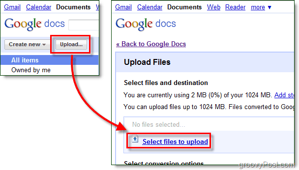 nahrať súbory do dokumentov Google