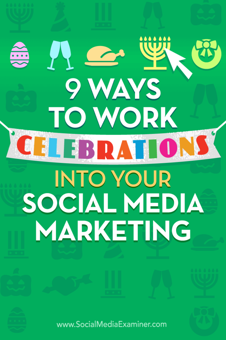 Tipy na deväť spôsobov, ako zahrnúť oslavy do marketingového kalendára sociálnych médií.