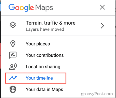 Ponuka Mapy Google, vaša časová os